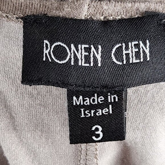 Ronen Chen Beige Washed Stretch Knit Pleated Drape Front Tunic - Picture 6 of 7